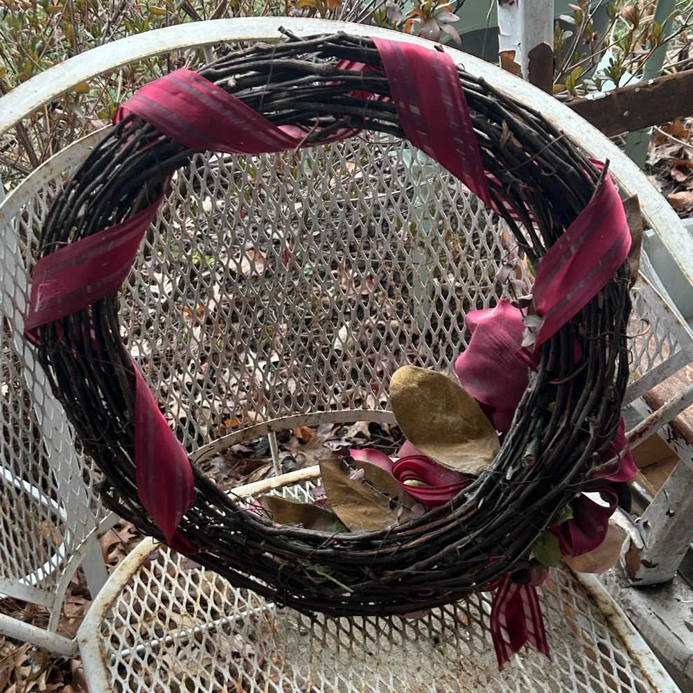 Burgundy Magnolias and Pink Cala Lilies Wreath